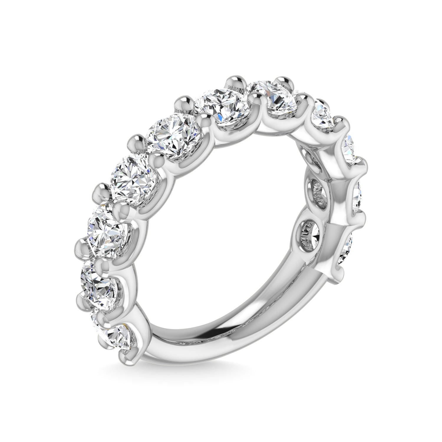 14K White Gold Lab Grown Diamond 5 7/8 Ct.Tw. Round Shape Three Forth Way wedding Band (size 6.5)